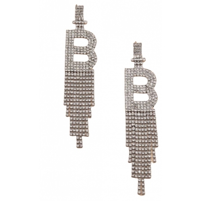 Strass oorbellen letter B